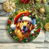 Colorful Golden Retriever Stained Glass Style Ceramic Ornament, Christmas Gift and Decor| OrnamentallyYou - 4 of 4