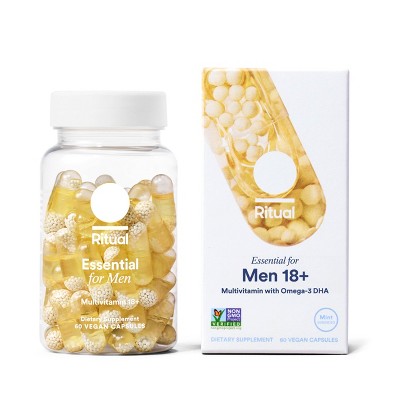 Ritual Multivitamin for Men 18+ with Vegan Omega-3 DHA, Vitamin D3 and B12 Vegan Capsules - Mint Essenced - 60ct