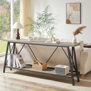70.9 inch Console Table,Industrial Sofa Table Behind Couch with 2 Tier Storage Shelf,Narrow Entryway Hallway Accent Table for Living Room - 1 of 4