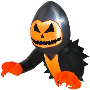 Tangkula Inflatable Pumpkin Ghost Broke Out from Window Blow Up Decorations with Built-in LED Lights 3 Suction Cups - 1 of 4