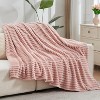 Attop Super Soft Twin Blanket Pink Premium Silky Flannel Fleece 3D Ribbed Jacquard Lightweight Bed Blanket All Season Use - 2 of 4