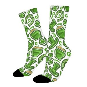 Shamrock Women Printed Crew Socks Funny Funky Socks Soft Polyester Novelty Gifts for Artists Men - 1 of 1
