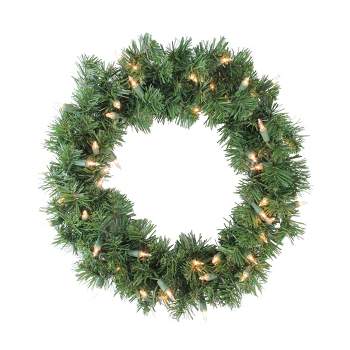 Allstate Floral 16" Pre-Lit Deluxe Windsor Pine Artificial Christmas Wreath, Clear Lights