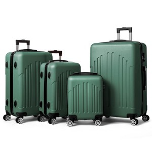Karl Home 4 Piece Set of Mustard ABS Trolley Cases Vertical Stripes Luggage Green - 1 of 4