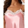 Allegra K Women's Satin Solid Lace Trim Cami Tops with Shorts Lounge Sleepwear Pajama Set - 4 of 4