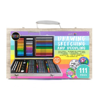 111pc Drawing, Sketching & Doodling Art Set in Wood Case - Art 101