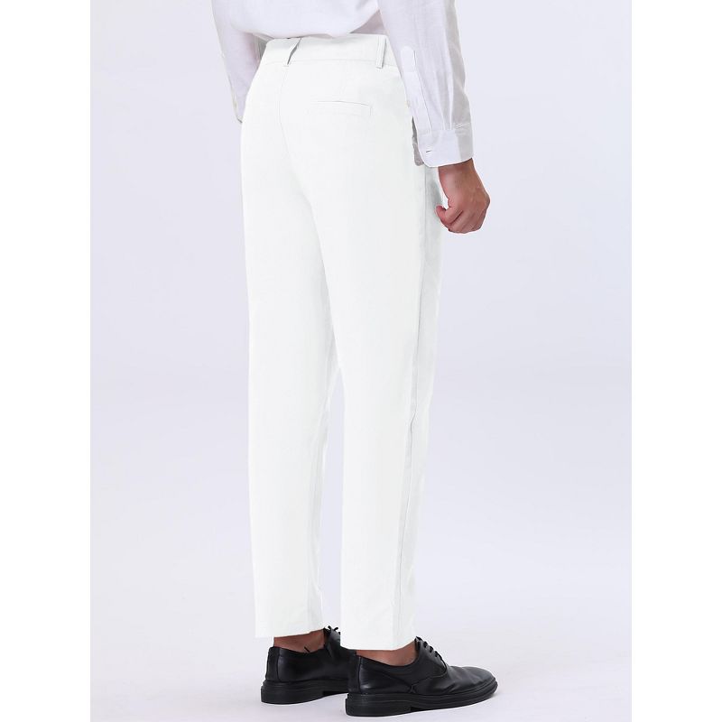 Lars Amadeus Men's Straight Fit Flat Front Chino Solid Color Dress Pants, 3 of 6