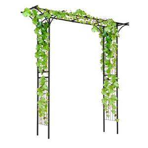 Tangkula Outdoor Garden Arch Flowers Climbing Plants Trellis Metal Wedding Archway - 1 of 4