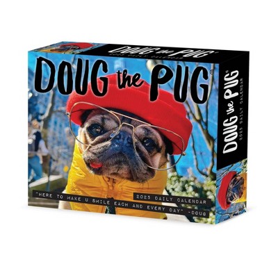 Willow Creek Press Doug the Pug 2025 Box Calendar: Daily Desktop Planner, 5x6", Blue, All Ages, January-December