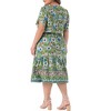 Agnes Orinda Women's Plus Size Summer Boho Casual V Neck Short Sleeve Floral Print Beach Midi A Line Dress - 4 of 4