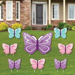 Big Dot of Happiness Beautiful Butterfly - Yard Sign and Outdoor Lawn Decorations - Floral Baby Shower or Birthday Party Yard Signs - Set of 8 - 1 of 4