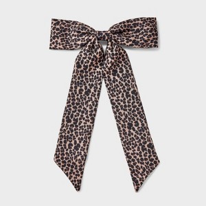 Girls' Satin Leopard Printed Bow - art class™ Black/Brown - 1 of 3