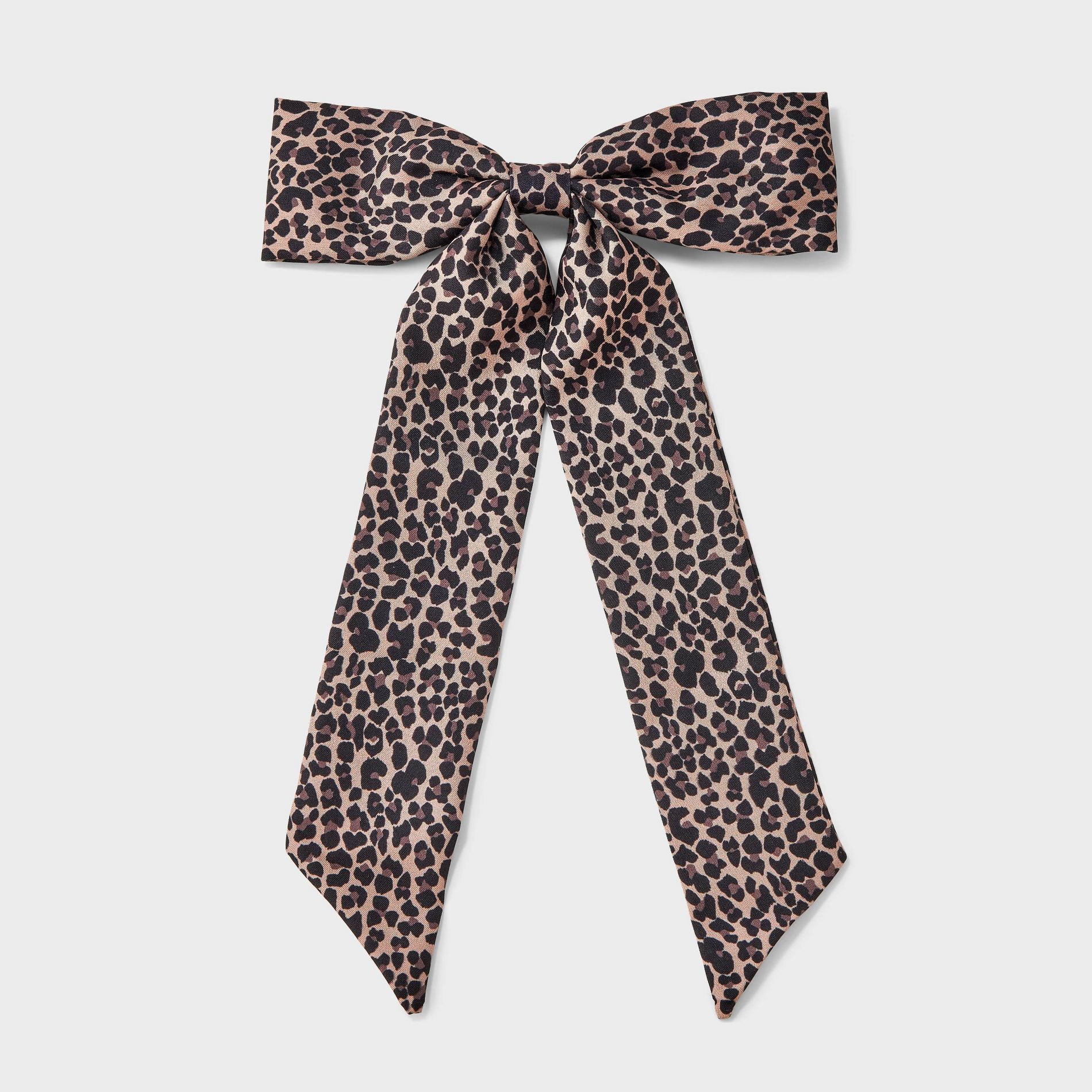 Girls' Satin Leopard Printed Bow - art class™ Black/Brown