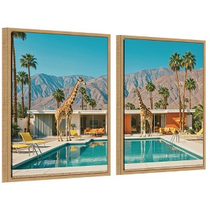 Kate and Laurel Palm Springs Giraffes 2 Piece Framed Canvas Wall