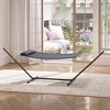 Double Hammock with Stand, 2 Person Cotton Rope Hammock 475LBS Capacity with Quilted Pad & Hardwood Bars for Outdoor Indoor - 2 of 4