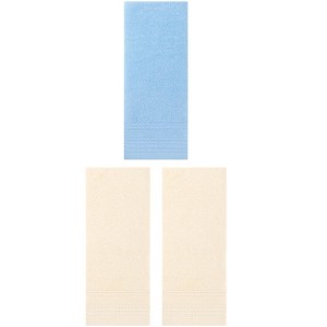 REGALWOVEN 3 Pack Solid Striped Soft Absorbent Bathroom Hand Towels for Hand, Face 14" x 30" - 1 of 4