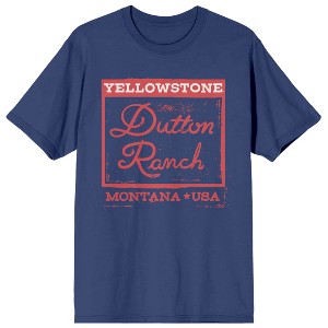 Yellowstone Dutton Ranch Square Art Crew Neck Short Sleeve Navy Unisex Adult T-shirt - 1 of 2