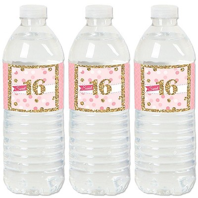 Big Dot of Happiness Sweet 16 - 16th Birthday Party Water Bottle Sticker Labels - Set of 20