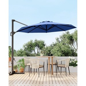 10FT Cantilever Patio Umbrella,360 Degree Rotation,Aluminum Frame Hanging Market Umbrella with Cross Base, Stable for Backyard, Garden, Porch - 1 of 4