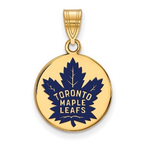 Black Bow Jewelry 14k Yellow Gold Plated Sterling Silver Toronto Maple Leafs NHL Medium Pendant - 1 of 3