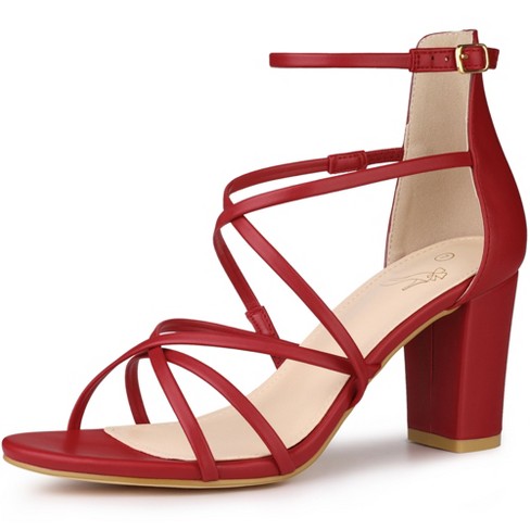 Red strappy heels hot sale 3 inch