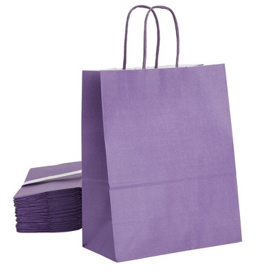 Blue Panda 25 Pack Medium Paper Gift Bags with Handles for Candy, Gifts, Purple, 8 x 10 x 4 In