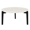 NicBex 24 Inch Round Coffee Table Modern Wooden End Table with Imitation Marble Tabletop for Living Room, Bedroom - 3 of 4
