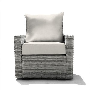 Honeycomb Outdoor Carmel Seat - Ash Grey Wicker Chair: Weather Resistant Modular Patio Lounge Furniture - 1 of 4