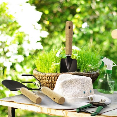Nature Spring Gardening Tools With 7-Pocket Canvas Tote - Set of 8