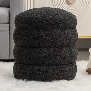 CENGHU Soft Velvet Round Ottoman, Bedroom End Bench, Velvet Ottoman Entryway Footstool, End Bench, Ottoman Bench for Living Room & Bedroom - 1 of 4