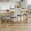 Counter Height Bar Stools, PU Leather Upholstered Seat Bar Chairs with X-Back Design & Footrest, Metal Frame Stools - 3 of 4