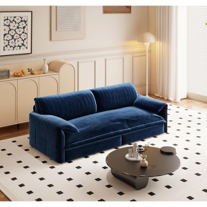 GDFStudio Sheila Convertible 66" Velvet Queen Size Sofa Bed with Side Pocket - 1 of 4