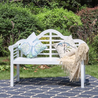 Outdoor Acacia Wood Loveseat Bench - White - Captiva Designs