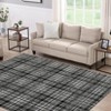 Modern Plaid Living Room Area Rug, Machine Washable Floor Carpet, Non-Slip Checkered Soft Rug, Low-Pile Non-Shedding Accent Rug, Indoor Foldable Rug - 3 of 4