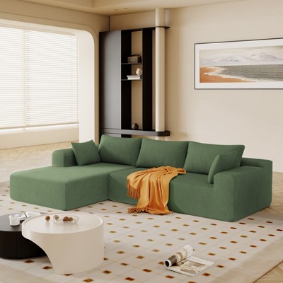109" Upholstered Modular Sectional Sofa Couch Set, L Shape Free Combination Sleeper Sofa with Pillows- ModernLuxe