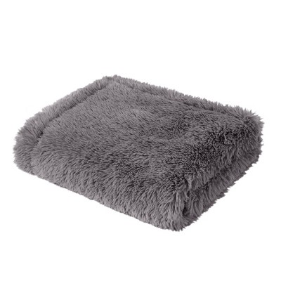 Gracie Mills Stephens Solid Plush Faux Fur Throw Blanket - Throw - Grey