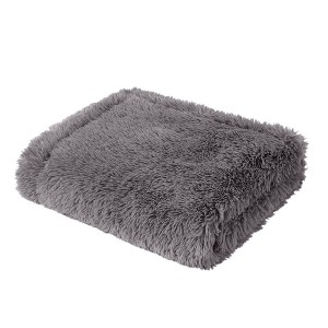 Gracie Mills Stephens Solid Plush Faux Fur Throw Blanket - Throw - Grey - 1 of 4