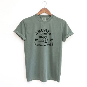 Simply Sage Market Women's Embroiderd Utah Arches Short Sleeve Garment Dyed Tee - 1 of 3