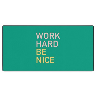 socoart work hard be nice I Desk Mat - Deny Designs