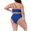 Agnes Orinda Women's Plus Size High Waisted Two Piece One Shoulder Keyhole Swimsuit Bathing Bikini Suits - 4 of 4