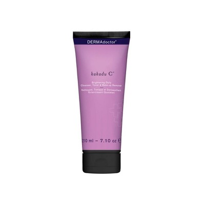 DERMAdoctor Kakadu C Vitamin C Brightening 3-in-1 Daily Cleanser: Face Wash, Toner, Makeup Remover for Dull, Uneven Skin - 7.1 fl oz