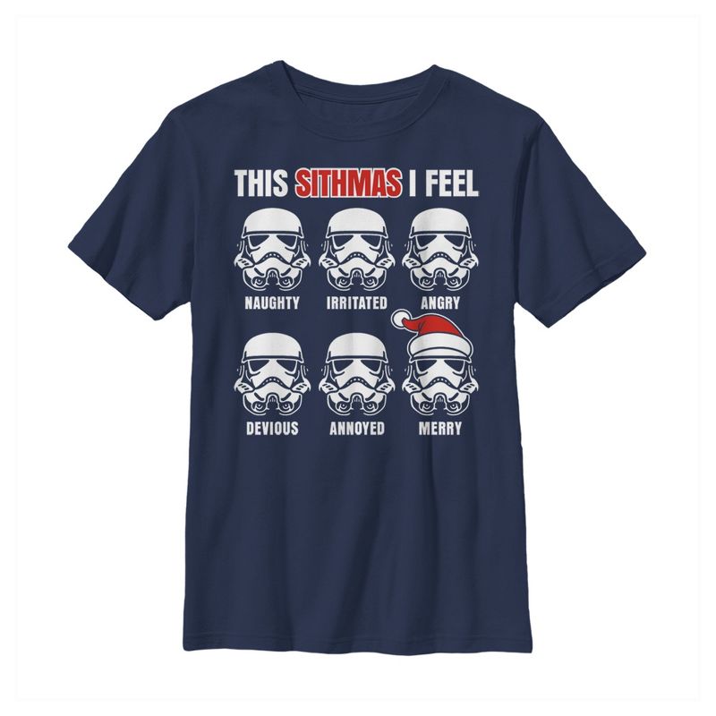 Boy's Star Wars Christmas Sithmas Stormtroopers T-Shirt, 1 of 4