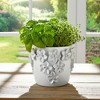Planter Stoneware Ceramic Floral Design with Raised 3D Sculpted Flowers and Glossy Handcrafted Texture Detailing - 3 of 4