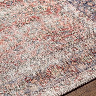 Kemer Red and Gray Washable Flat Woven Synthetic Rug