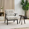 Vynxaria Series Beige Grey Polyester Lounge Chair Set of 1 with Embroidered Fabric Ergonomic Backrest Solid Rubberwood Frame 350LB Capacity - 3 of 4