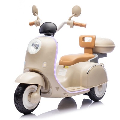 TopComfy Baby Walkers Kids Ride On Three Wheel Cycle Two Wheel Drive Cool Waterfall Design Large Storage Space for Kids, Beige, 30.31"*16.54"*17.32"