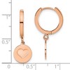 Chisel Stainless Steel Polished Rose IP-plated Heart Dangle Hoop Earrings - 4 of 4