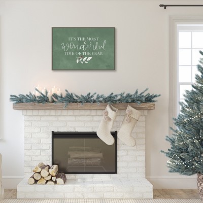 Green Christmas IV Canvas Framed Wall Art 33" x 23"