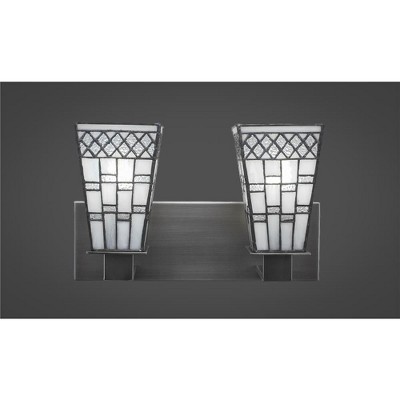 Apollo 2-Light Graphite Vanity with Pewter Art Glass Shades