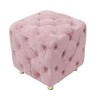 PAGED 18.11 Inch Velvet Ottoman, Modern Square Vanity Chair Footrest Ottoman with Wooden Frame, Small End Table for Living Room, Bedroom - 3 of 4